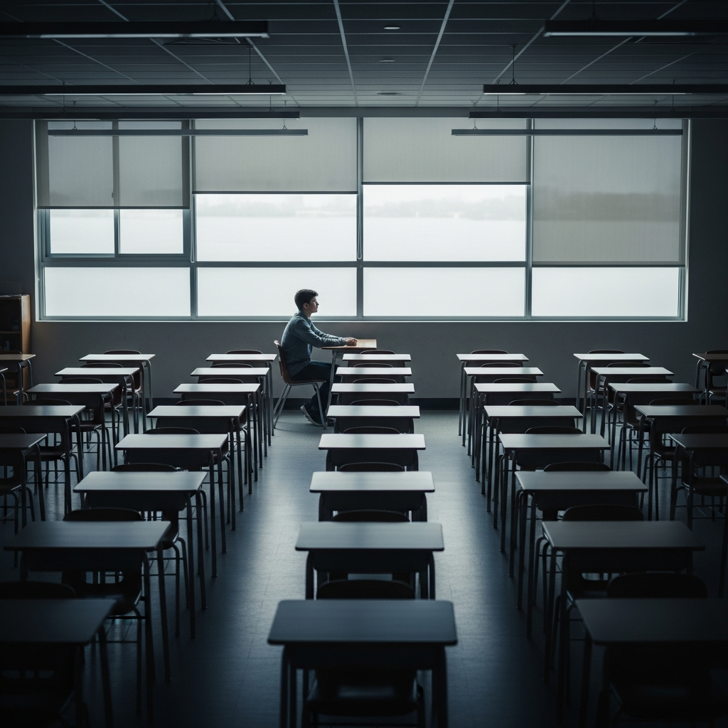 Ensom elev i klasserommet